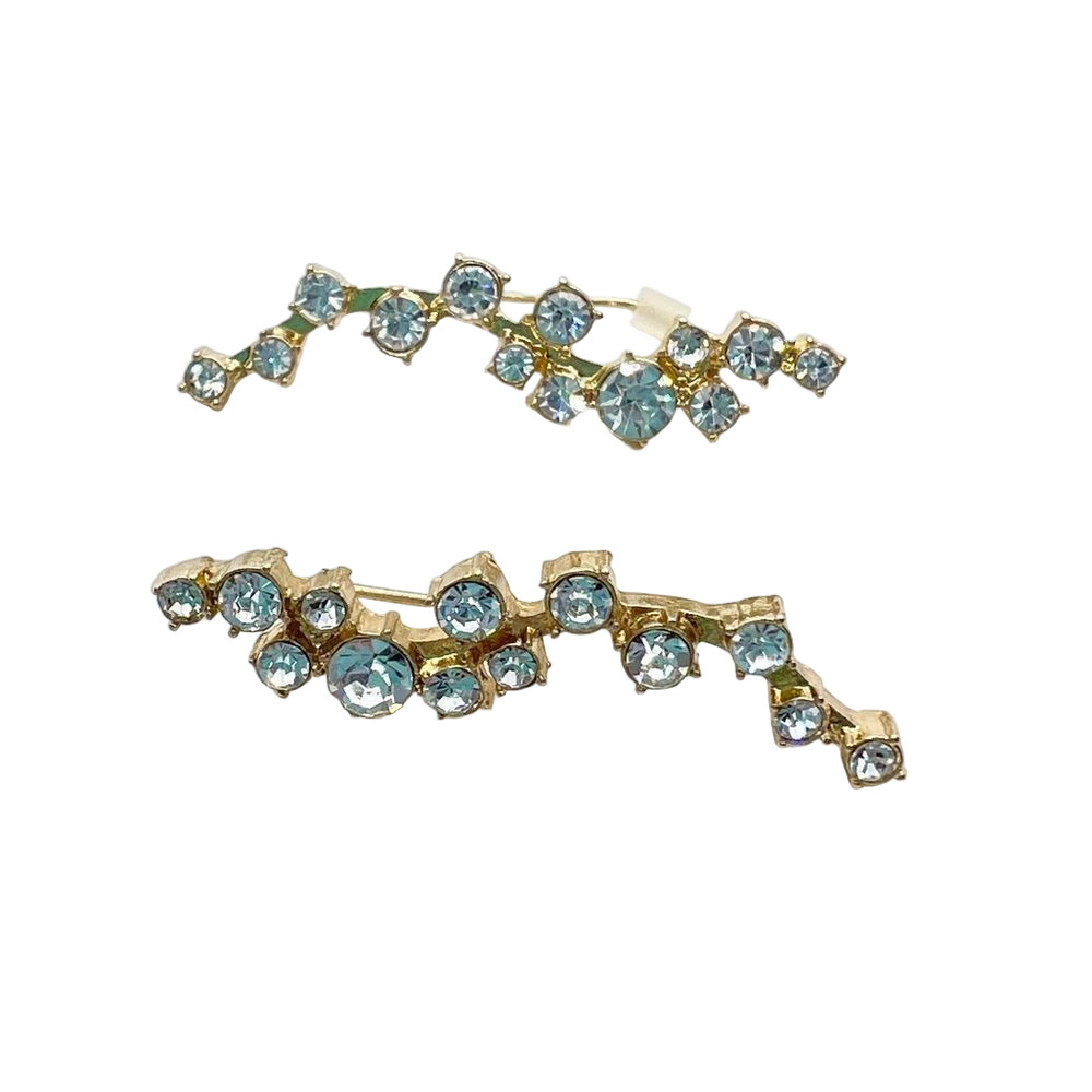 Baublebar rhinestone studded gold ear climber earrings